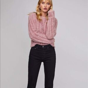 ASTR The Label Danica boxy oversized metallic pink silver crop sweater Sz L